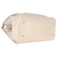 Beige Quilted Caviar Front Pocket CC Large Tote