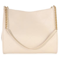 Beige Quilted Caviar Front Pocket CC Large Tote