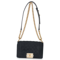Chanel Black Quilted Velvet Strass Small Boy Bag Handbag av