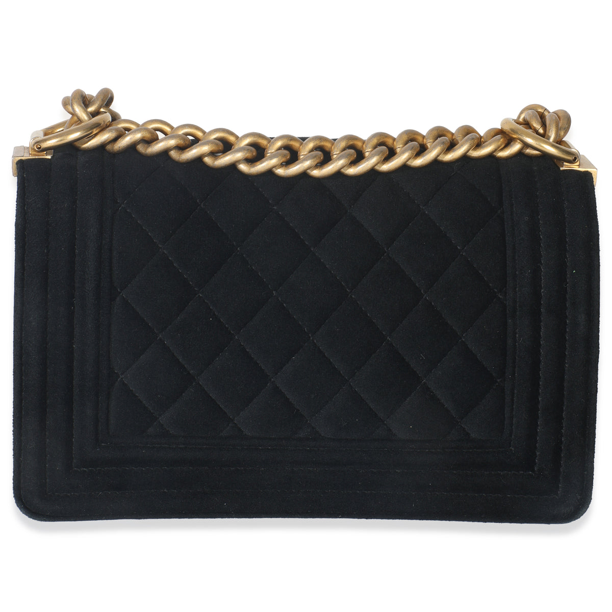 Chanel Black Quilted Velvet Strass Small Boy Bag Handbag bv