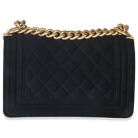 Chanel Black Quilted Velvet Strass Small Boy Bag Handbag bv