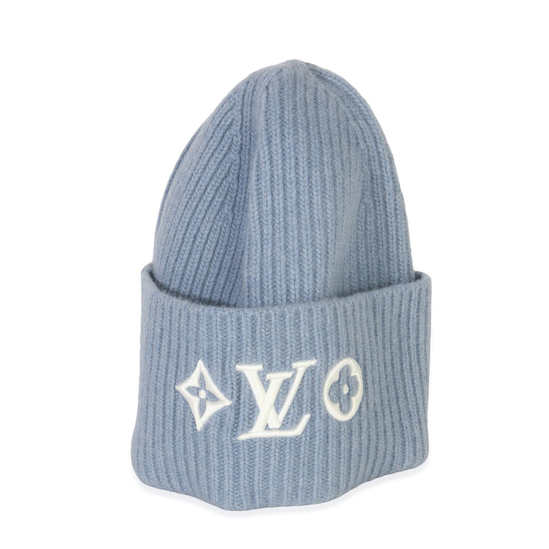 Light Blue Wool Monogram LV Headline Beanie