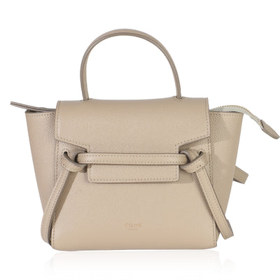 Taupe Grained Calfskin Nano Pico Belt Bag