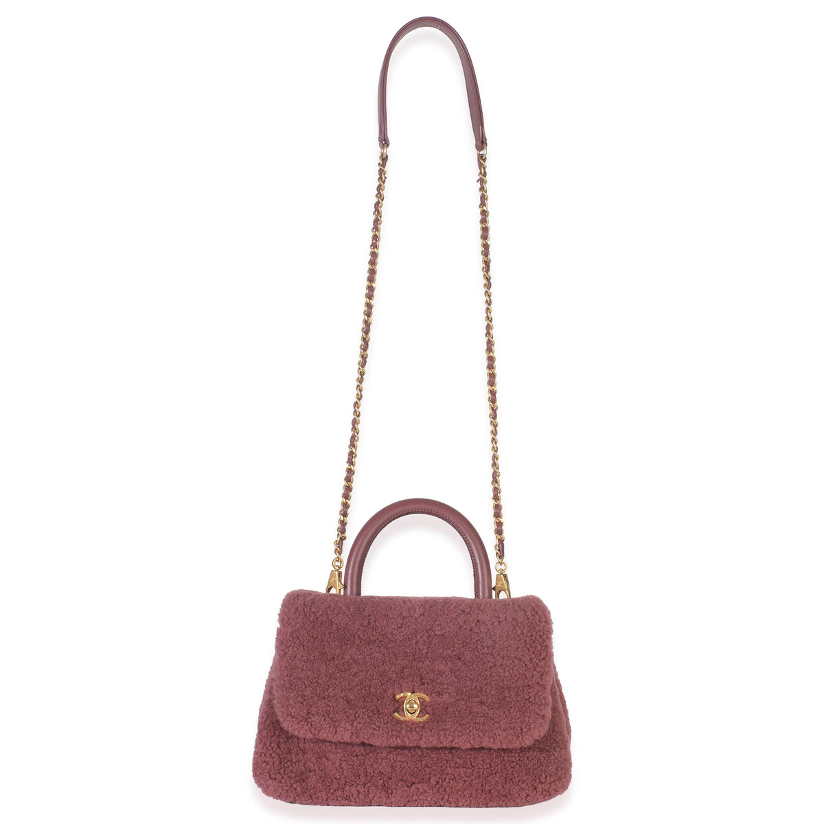 Chanel Pink Shearling Small Coco Top Handle Bag Handbag av