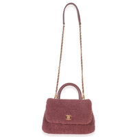 Chanel Pink Shearling Small Coco Top Handle Bag Handbag av