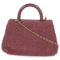 Chanel Pink Shearling Small Coco Top Handle Bag Handbag bv