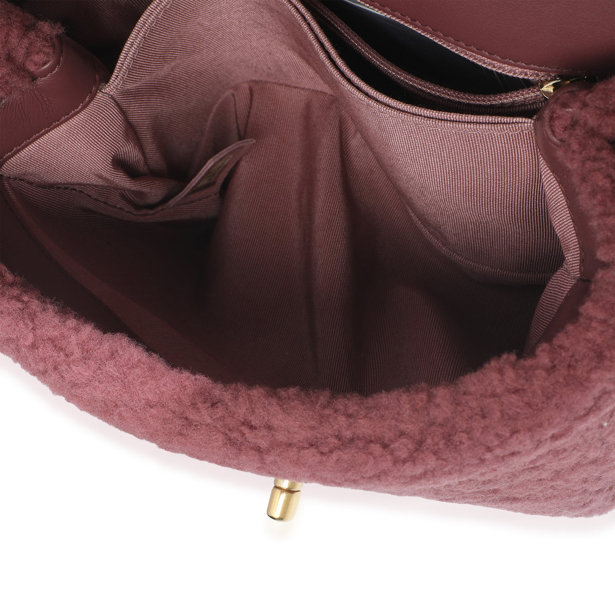 Pink Shearling Small Coco Top Handle Bag
