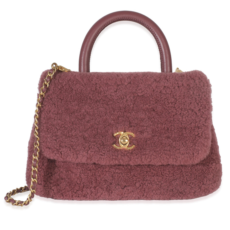 Pink Shearling Small Coco Top Handle Bag