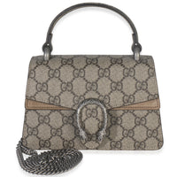 Gucci Beige GG Supreme Canvas Mini Dionysus Top Handle Bag Handbag fv