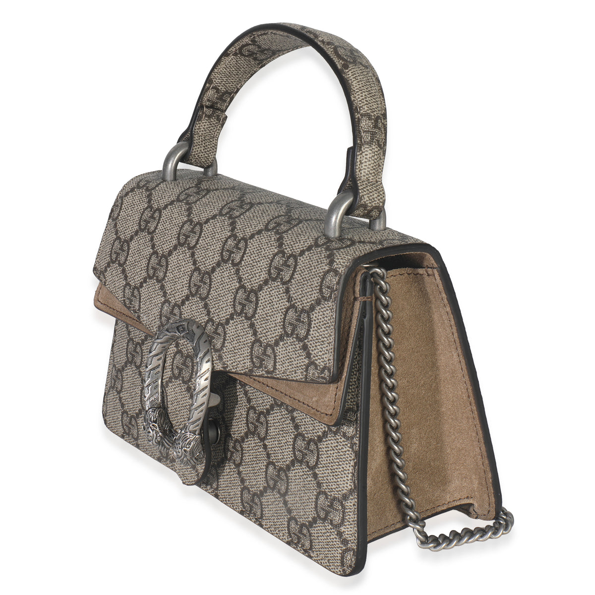 Gucci Beige GG Supreme Canvas Mini Dionysus Top Handle Bag Handbag sv