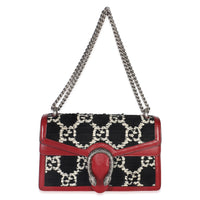 Gucci Black White Red Tweed GG Monogram Medium Dionysus Shoulder Bag Handbag av