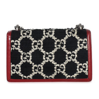 Gucci Black White Red Tweed GG Monogram Medium Dionysus Shoulder Bag Handbag bv