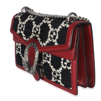 Gucci Black White Red Tweed GG Monogram Medium Dionysus Shoulder Bag Handbag sv