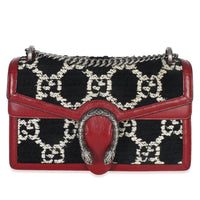 Gucci Black White Red Tweed GG Monogram Medium Dionysus Shoulder Bag Handbag fv