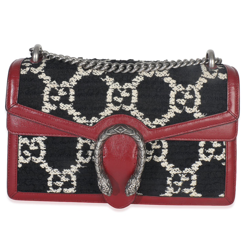 Black White Red Tweed GG Monogram Medium Dionysus Shoulder Bag