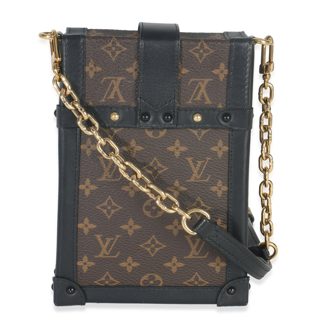 Louis Vuitton Black Monogram Canvas Verticale Trunk Pochette Handbag bv