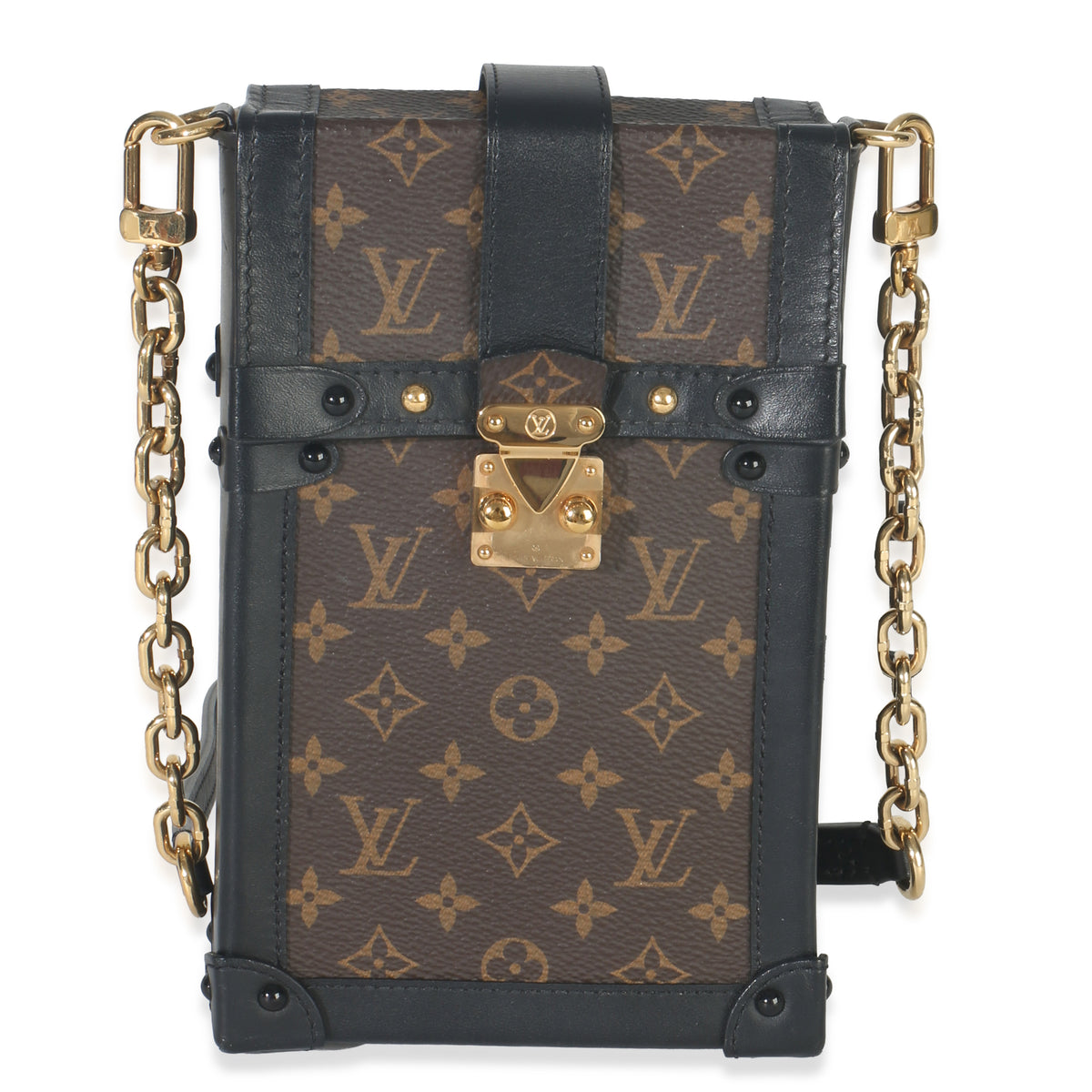 Louis Vuitton Black Monogram Canvas Verticale Trunk Pochette Handbag fv
