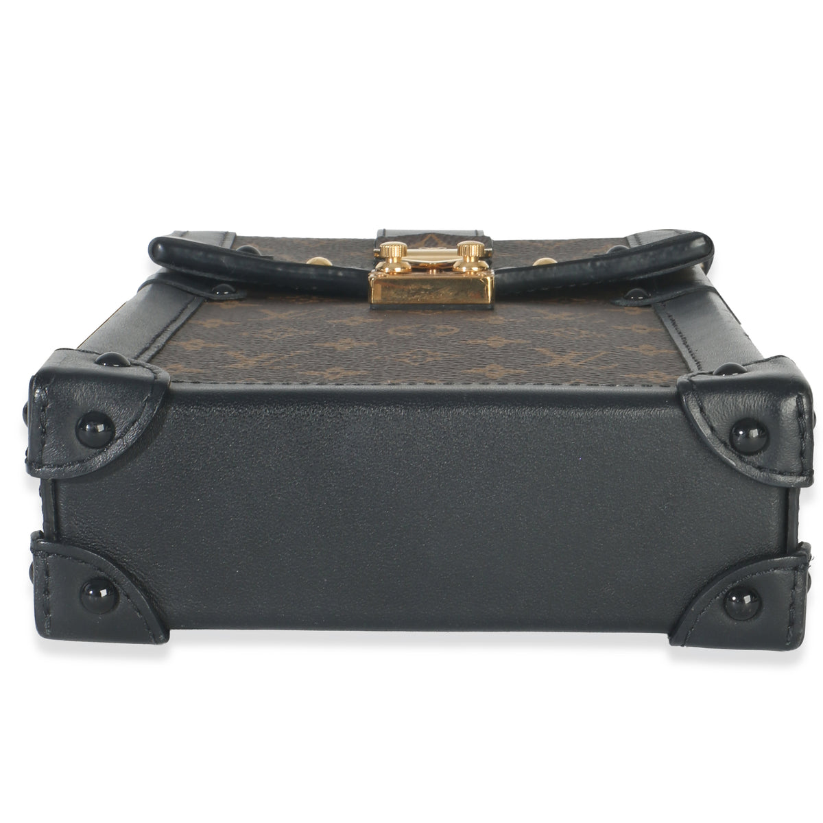 Louis Vuitton Black Monogram Canvas Verticale Trunk Pochette Handbag stamp