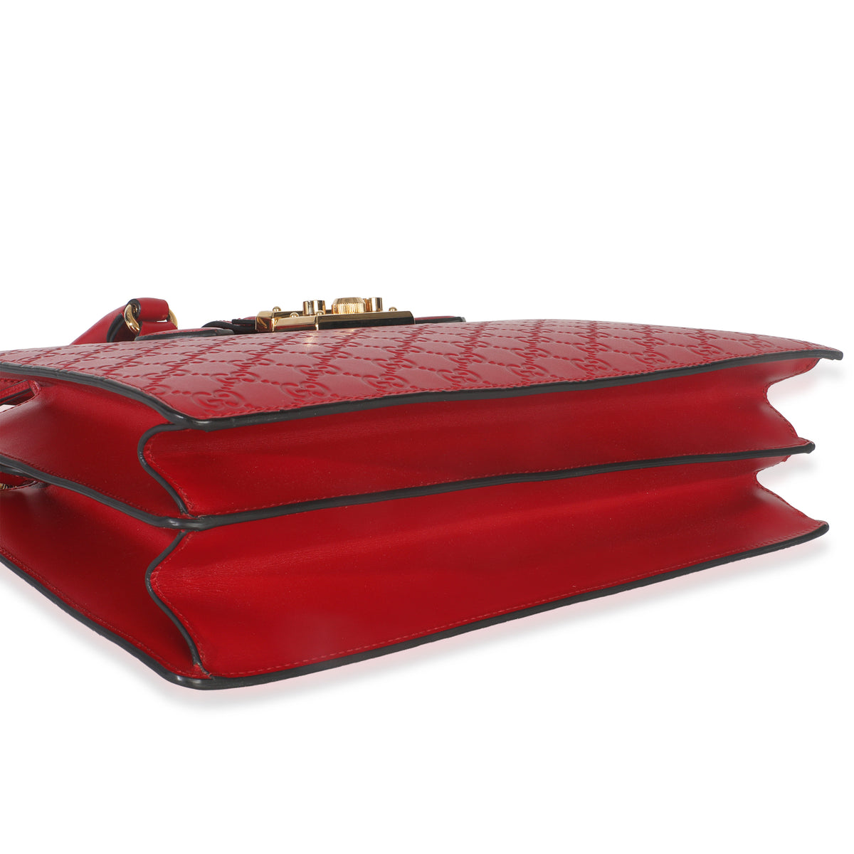 Red Guccissima Signature Padlock Double Handle Tote