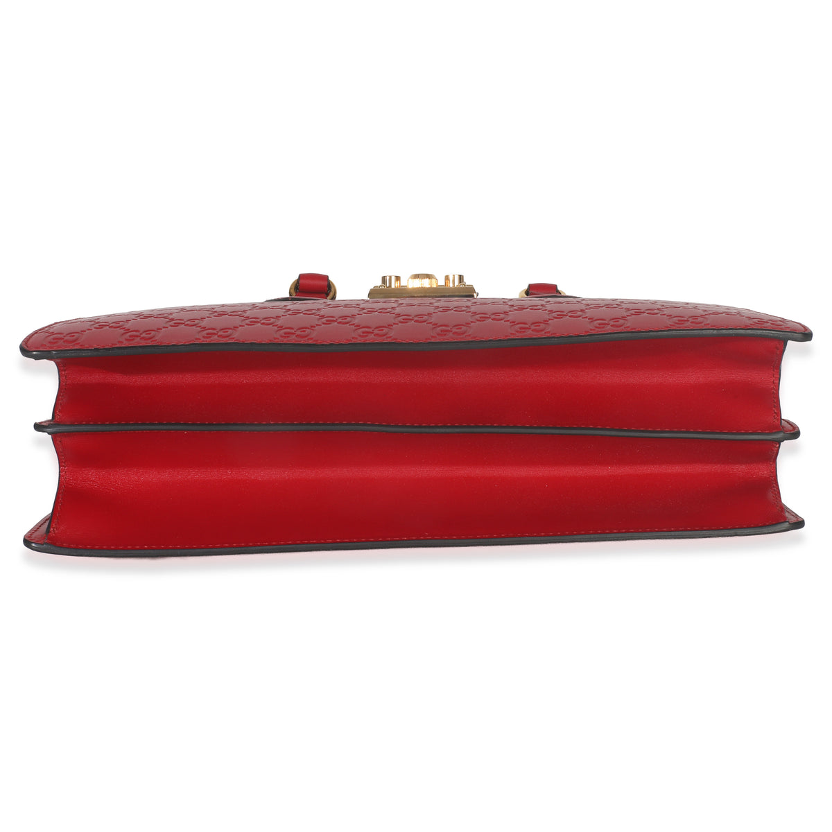 Red Guccissima Signature Padlock Double Handle Tote