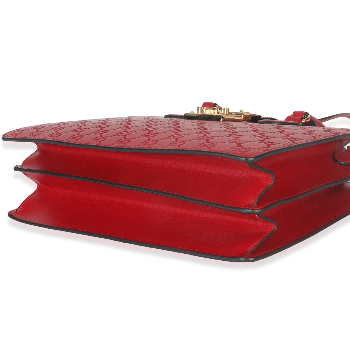 Red Guccissima Signature Padlock Double Handle Tote