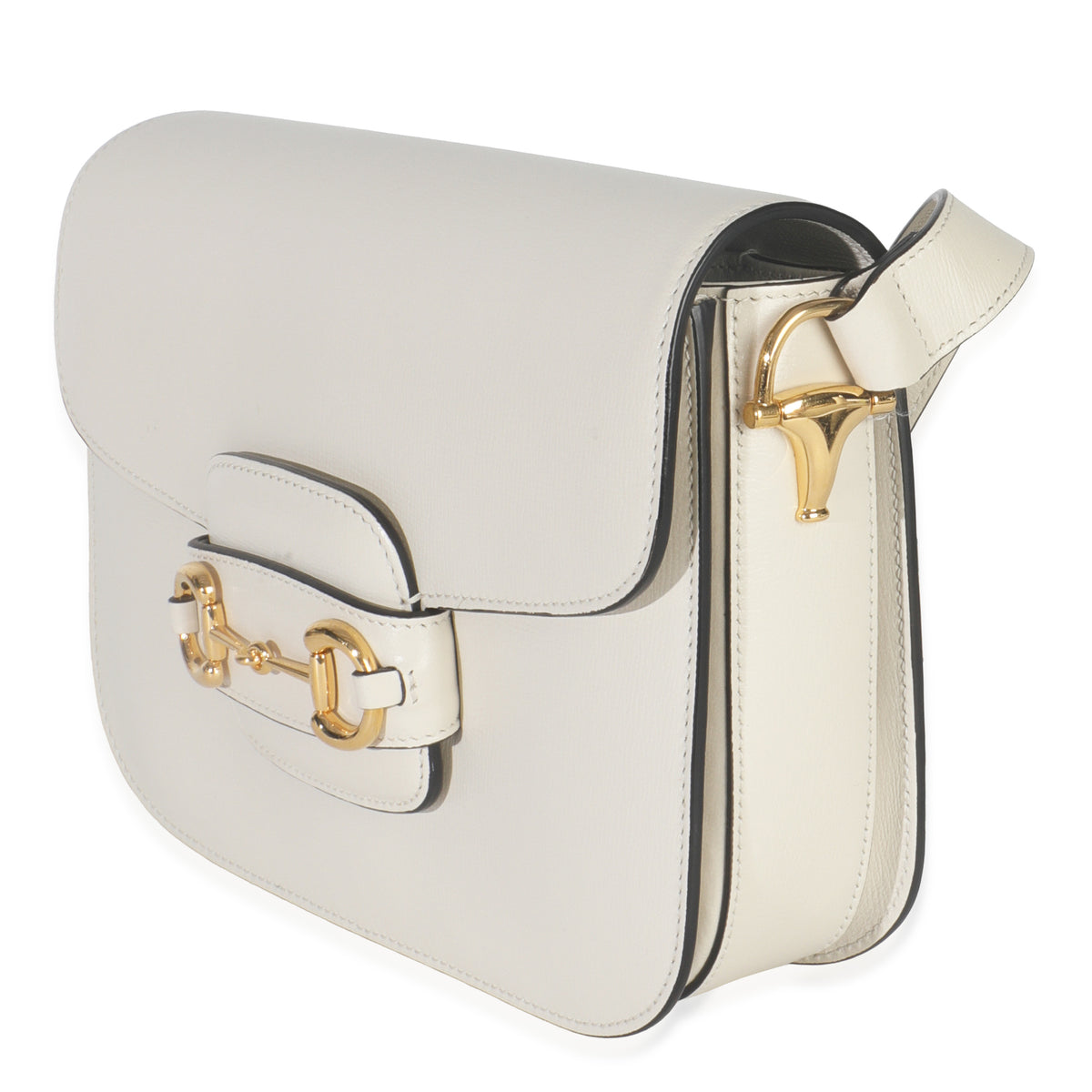Gucci Mystic White Azalea Calfskin Horsebit Small 1955 Shoulder Bag Handbag sv