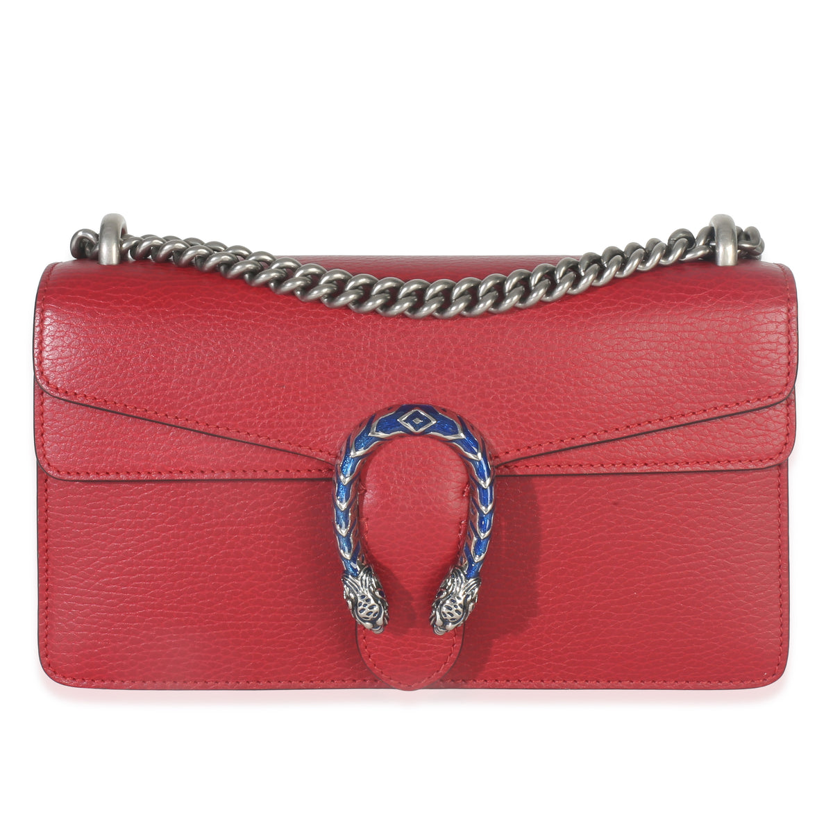 Gucci Red Pebbled Calfskin Small Dionysus Shoulder Bag Handbag fv