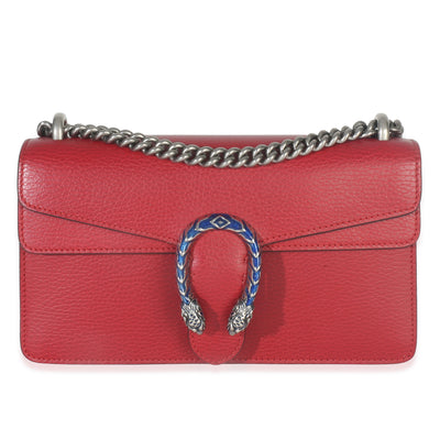 Gucci Red Pebbled Calfskin Small Dionysus Shoulder Bag Handbag fv
