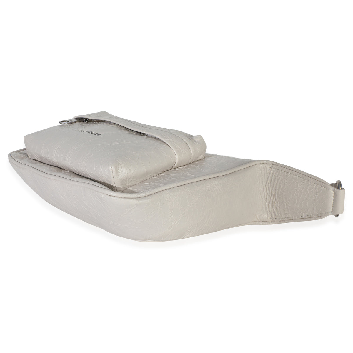 Balenciaga White Distressed Calfskin Medium Raver Shoulder Bag Handbag box