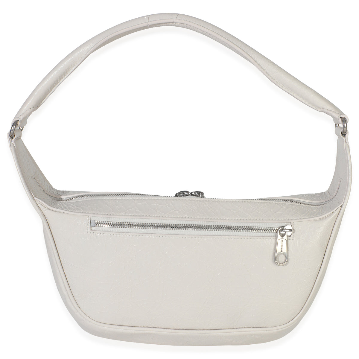 Balenciaga White Distressed Calfskin Medium Raver Shoulder Bag Handbag bv