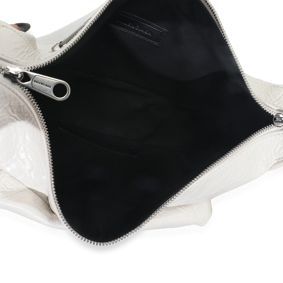 White Distressed Calfskin Medium Raver Shoulder Bag