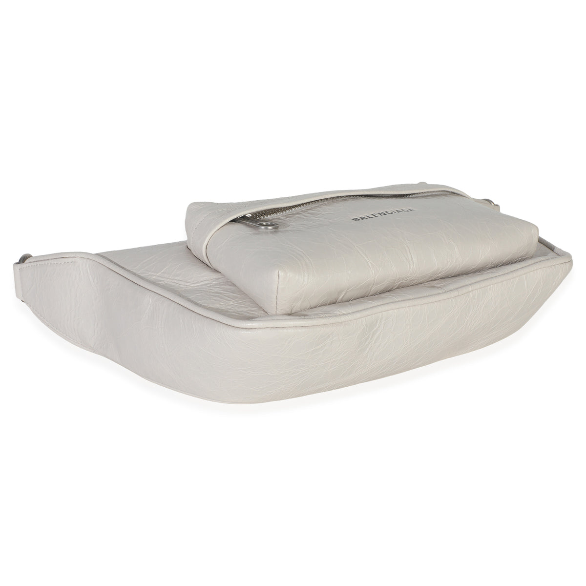 White Distressed Calfskin Medium Raver Shoulder Bag