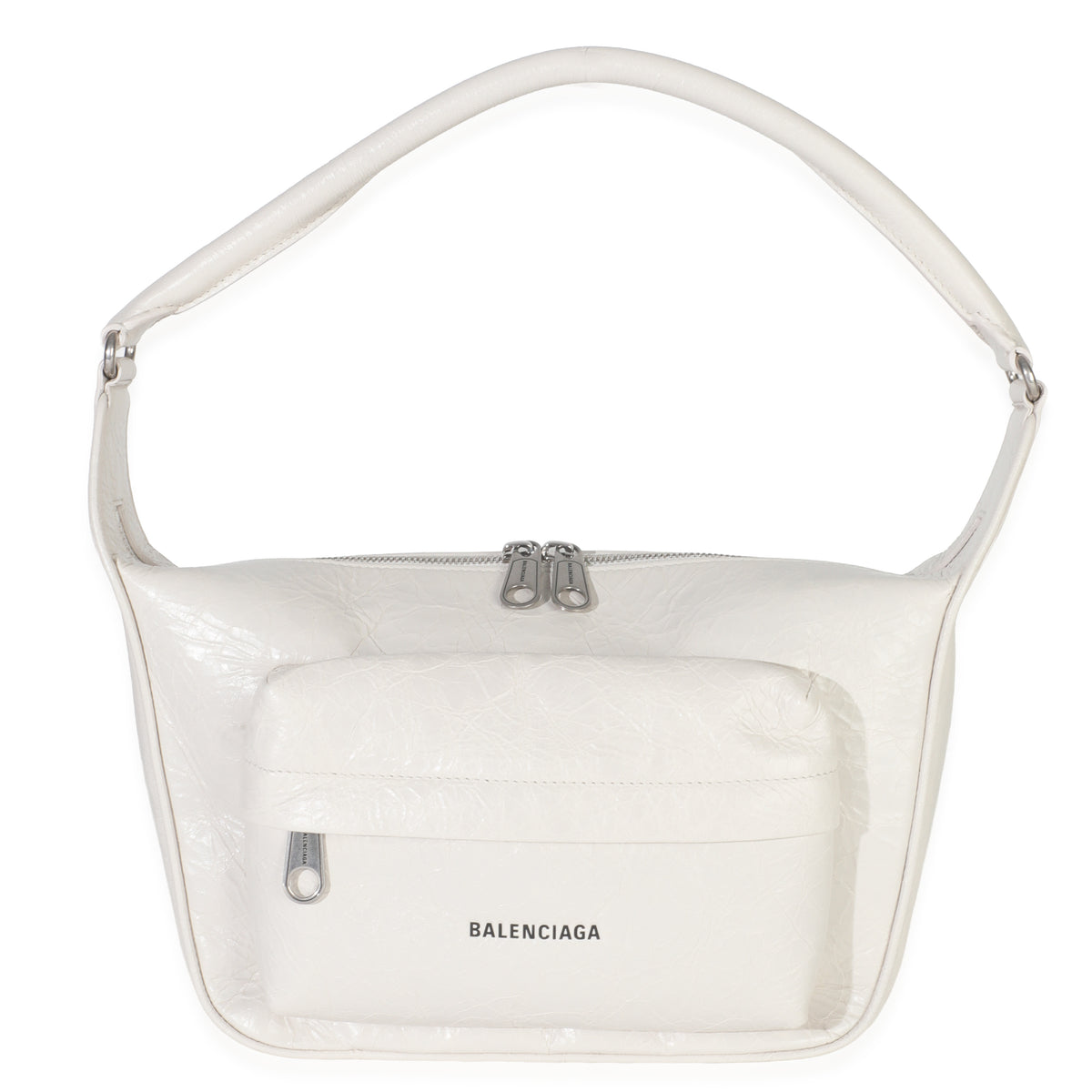 White Distressed Calfskin Medium Raver Shoulder Bag