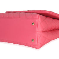 Chanel Pink Quilted Caviar Medium Coco Top Handle Flap Bag Handbag box