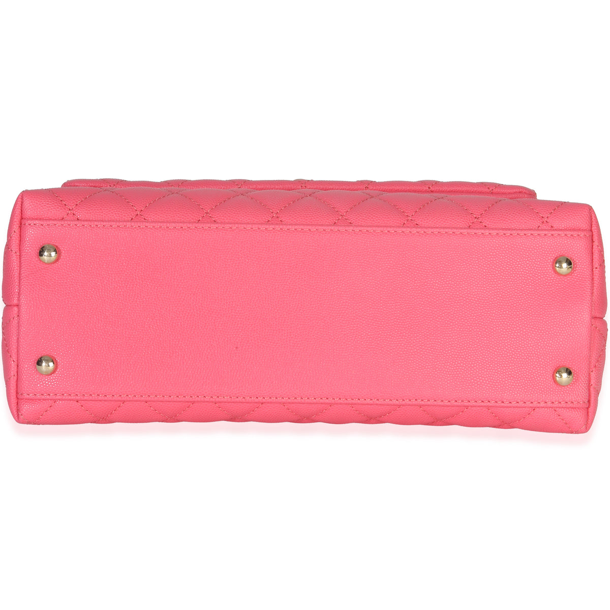 Chanel Pink Quilted Caviar Medium Coco Top Handle Flap Bag Handbag stamp