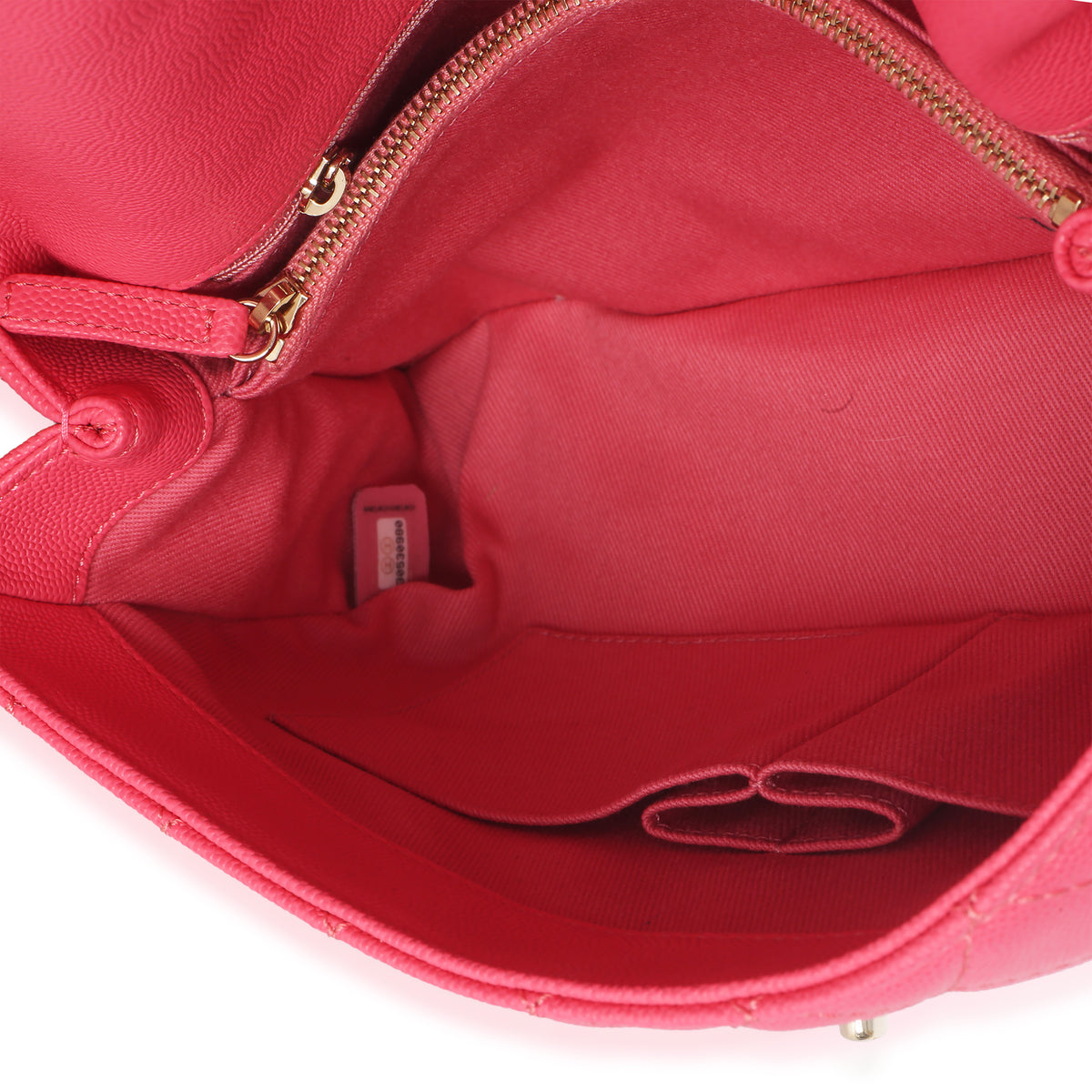 Pink Quilted Caviar Medium Coco Top Handle Flap Handbag