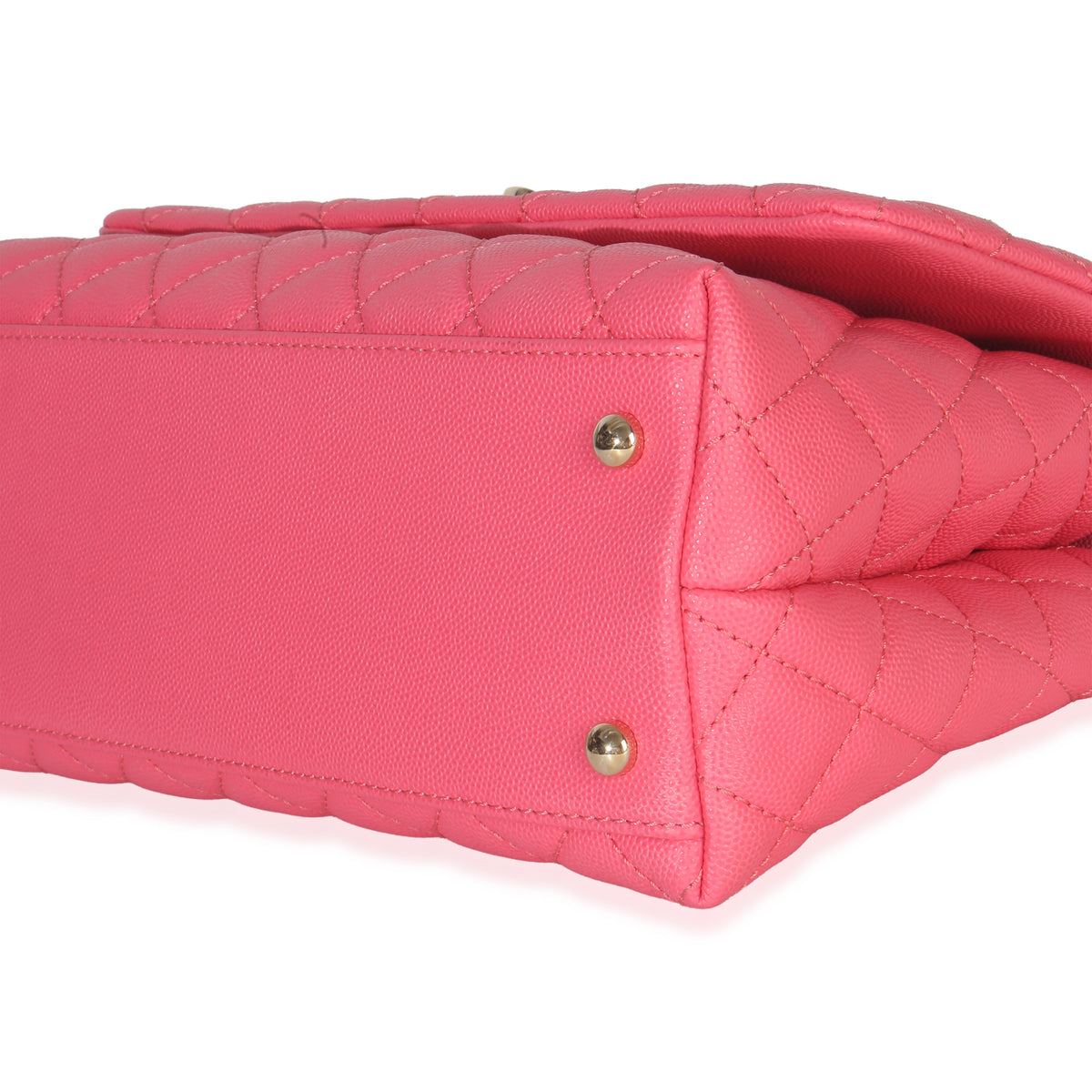 Pink Quilted Caviar Medium Coco Top Handle Flap Handbag