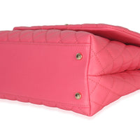 Pink Quilted Caviar Medium Coco Top Handle Flap Handbag