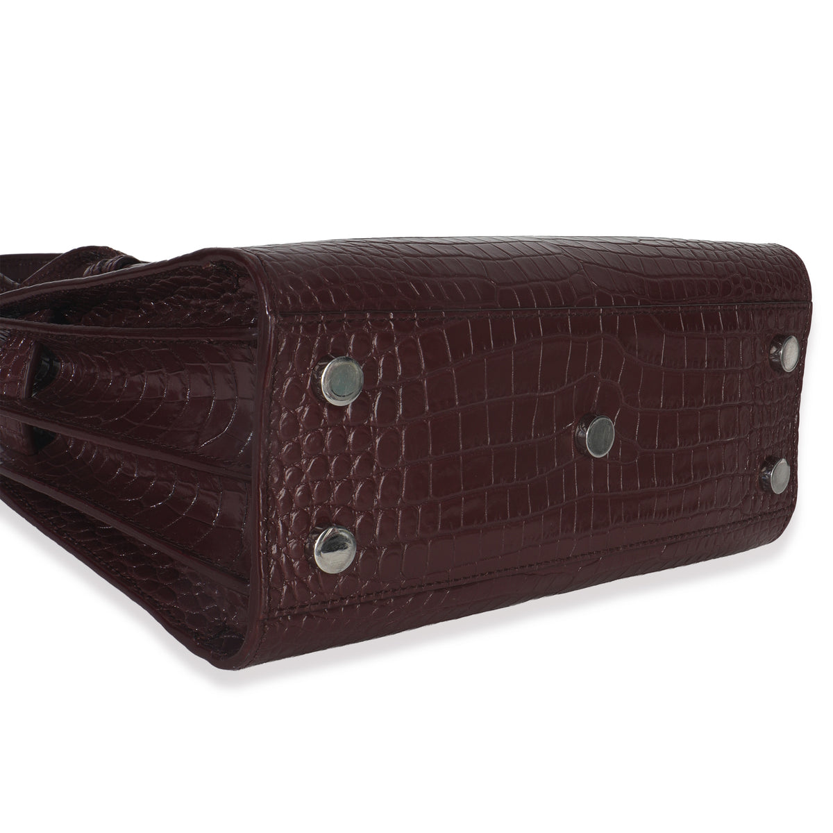 Saint Laurent Bordeaux Crocodile Embossed Calfskin Nano Sac De Jour Handbag box