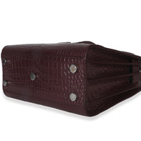 Saint Laurent Bordeaux Crocodile Embossed Calfskin Nano Sac De Jour Handbag clasp