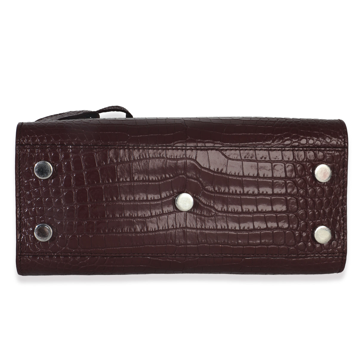 Saint Laurent Bordeaux Crocodile Embossed Calfskin Nano Sac De Jour Handbag stamp