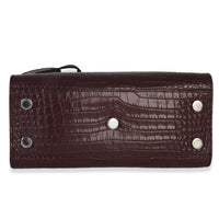 Saint Laurent Bordeaux Crocodile Embossed Calfskin Nano Sac De Jour Handbag stamp