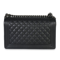 Chanel Black Quilted Caviar Large Boy Handbag Handbag bv