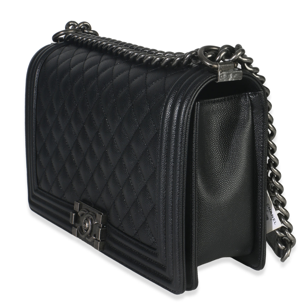 Chanel Black Quilted Caviar Large Boy Handbag Handbag sv