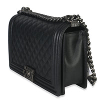 Chanel Black Quilted Caviar Large Boy Handbag Handbag sv