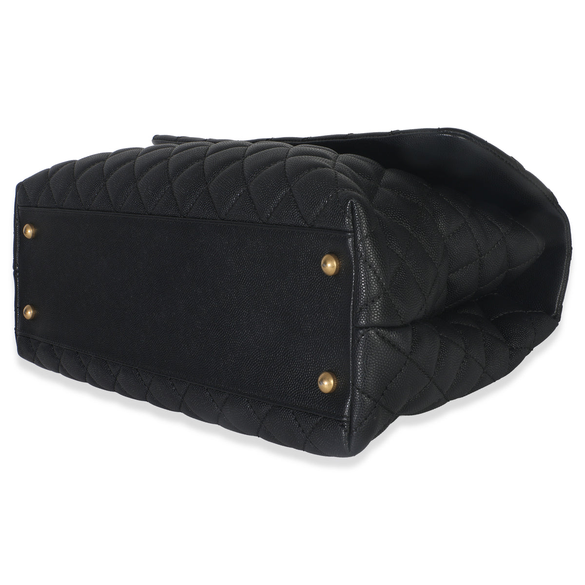 Black Quilted Caviar Medium Top Handle Bag