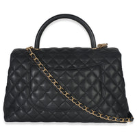 Black Quilted Caviar Medium Top Handle Bag