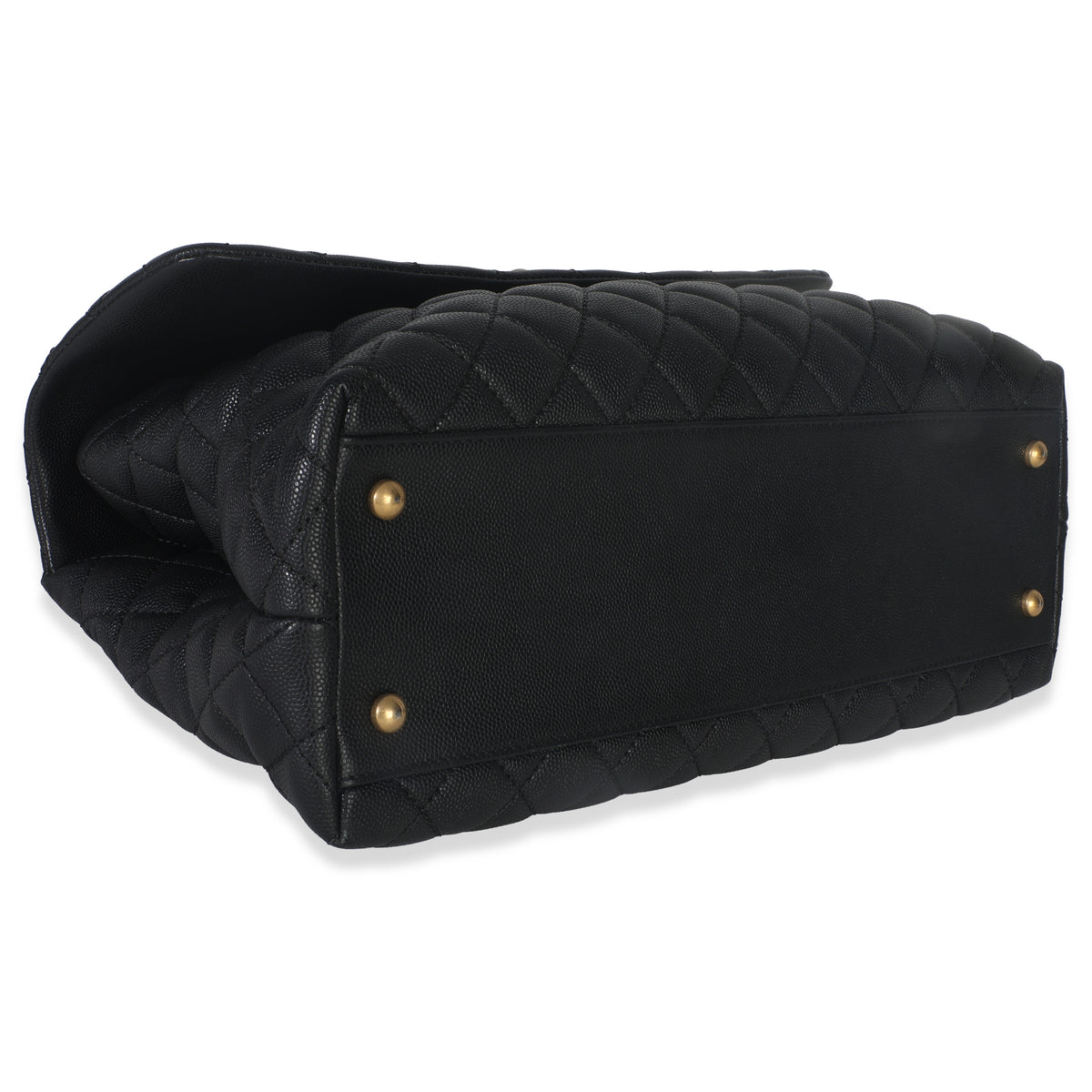 Black Quilted Caviar Medium Top Handle Bag