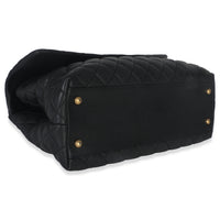 Black Quilted Caviar Medium Top Handle Bag