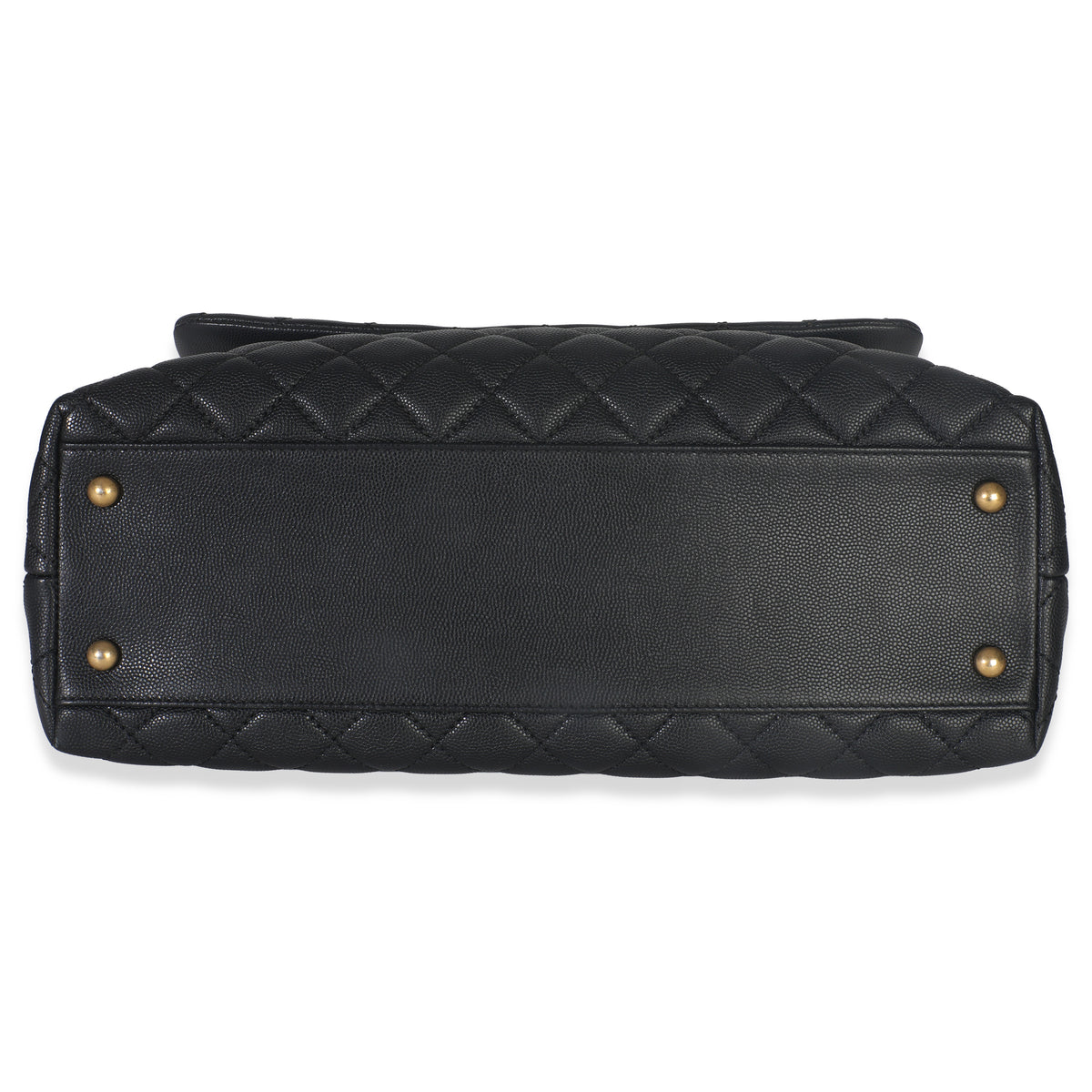Black Quilted Caviar Medium Top Handle Bag
